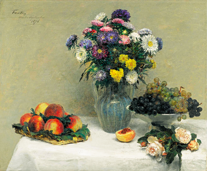  方丹·拉图尔 Fantin-Latour  花和水果 